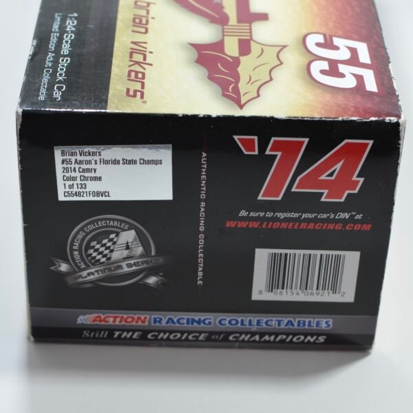 2014 Brian Vickers #55 Aaron's Florida State Champs 1/24 Color Chrome Dual Auto – Image 9
