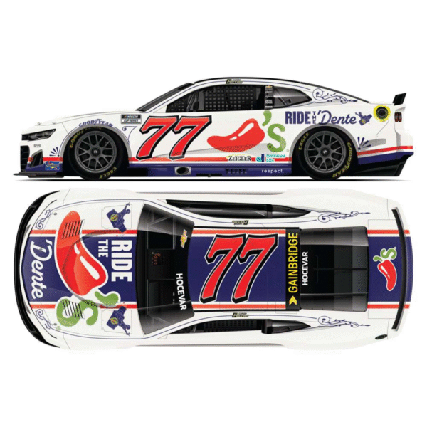 ** Précommande ** 2025 Carson Hocevar #77 Chili's Ride The 'Dente